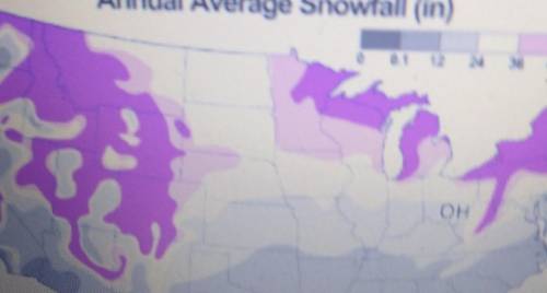 which US has the lowest annual snowball according to this map? New York Minnesota Texas. Florida Ca
