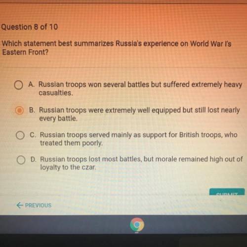 Which statement best summarizes Russia's experience on world war 1s eastern front