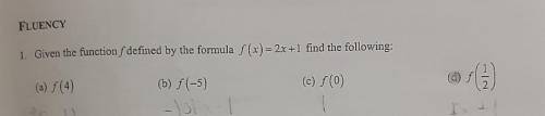 Given the functionſ defined by the formula f(x) = 2x +1 find the following: