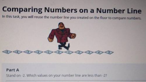 Part A. Stand on -2. Which values on your number line are less than -2?