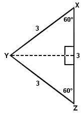 What is the area of ΔXYZ below?

Select the best answer from the choices provided. A. 9√3 4 B. 9√3
