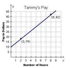 The graph shows the number of hours that Tammy spends typing for work, x, and the amount of pay tha