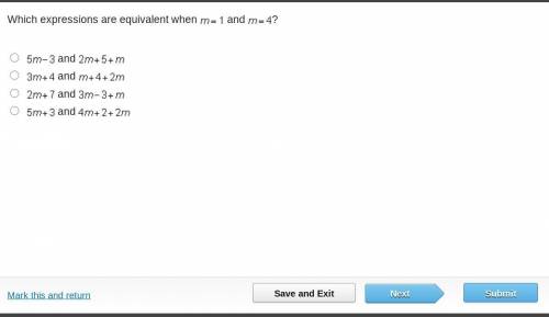 Which expressions are equivalent when m=1 and m=4