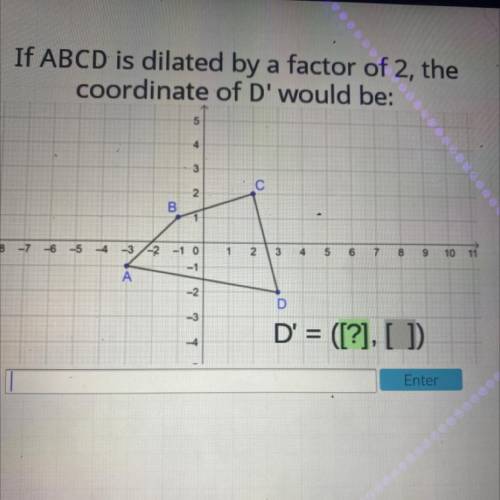 If ABCD is dilated by a factor of 2, the coordinate of d would be: