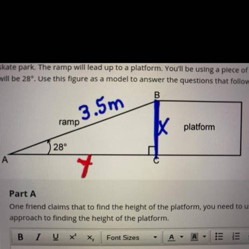 One friend claims that to find the height of the platform, you need to use the tangent ratio. Expla