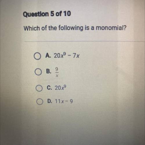 Which of the following is a monomial?