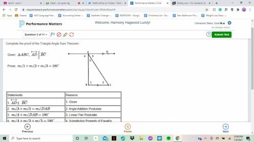Complete the proof of the Triangle Angle Sum Theorem.