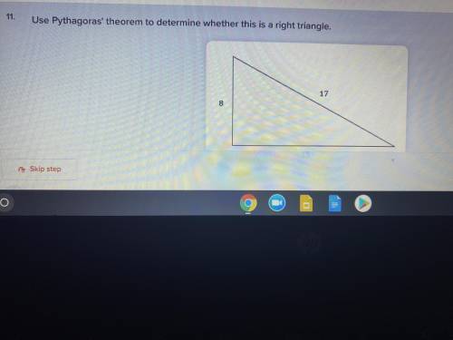 Use Pythagoras theorem to determine wether this is a right angle triangle