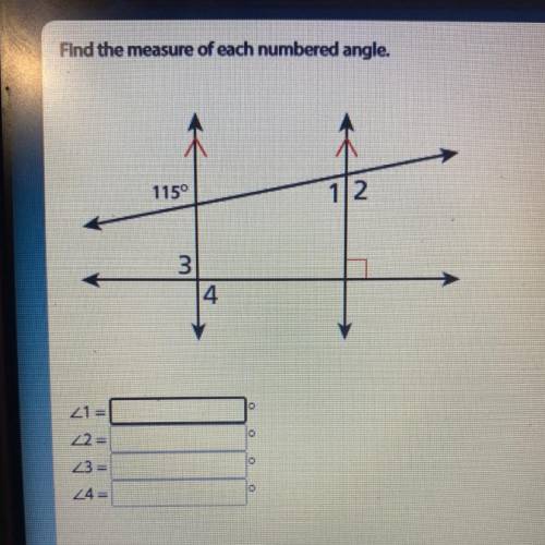 find the measure of each numbered angle