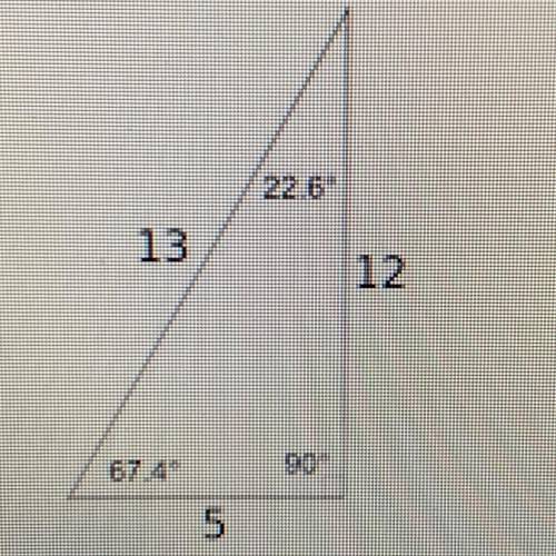 Using 67.4° as the reference angle, what is the length of the Adjacent leg?