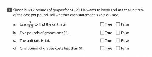 Simon buys 7 pounds of grapes for $11.20. He wants to know and use the unit rate of the cost per po