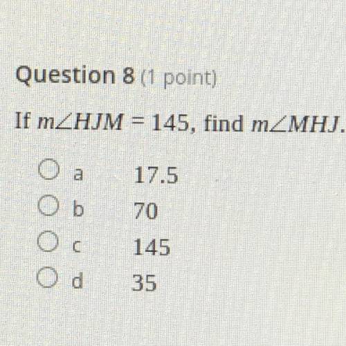 If m angle HJM=145 find m angle MHJ