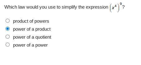 Which law would you use to simplify the expression x49
