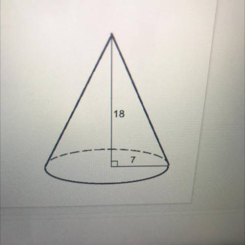Which measurement is closest to the volume of the cone in cubic centimeters?

A. 924 cm3
B. cm
C.