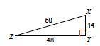 Find the value of the trigonometric ratio: tan X.