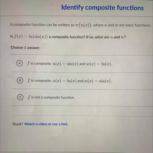 A composite function can be written as w(u(x)), where u and w are basic functions.

Is f(x) = ln(s