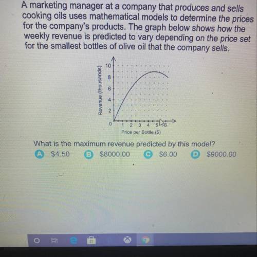 A marketing manager at a company that produces and sells

cooking oils uses mathematical models to