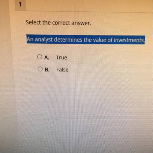 An analyst determines the value of investments
True
False