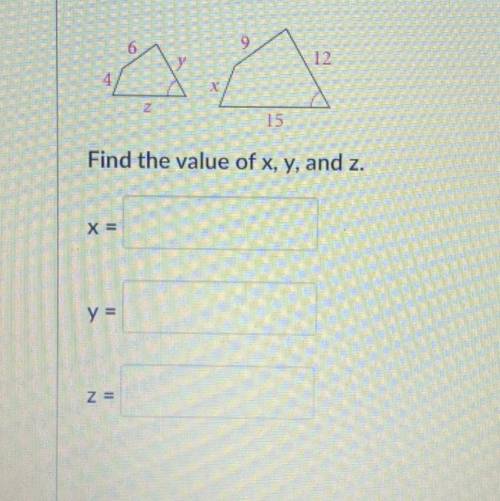 Find the value of X, Y, Z