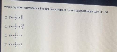 PLEASE HELP QUICKLY

Which equation represents a line that has a slope of -½ and passes through po