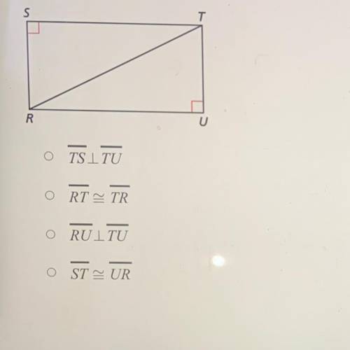 You are given that angle RST and angle TUR are right angles. What additional piece of info allows y