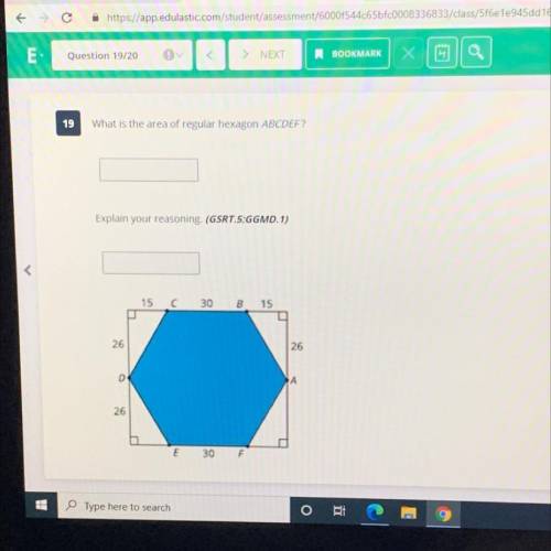 What is the area of the regular hexagon ABCEF? Explain your reasoning.