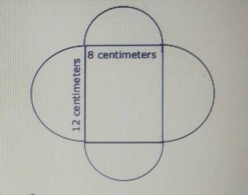 A figure is created by using four semicircles and a rectangle. which is closest to the area of the