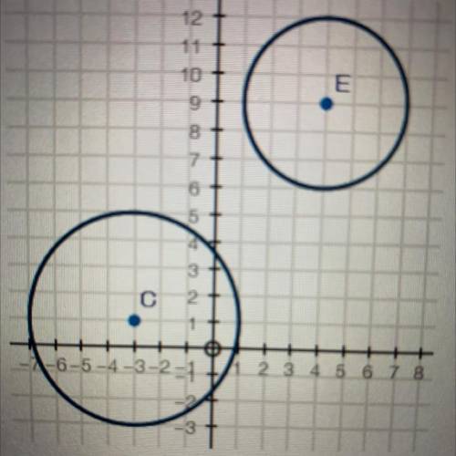 What is the ratio of the area of circle C to circle E, as shown below .

a) 16/3
b) 16/9 
c) 8/6
d