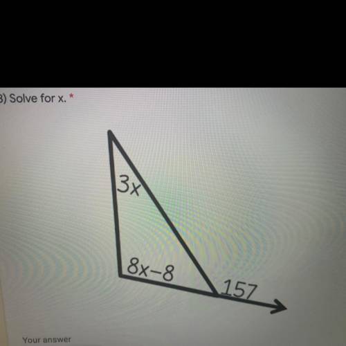 Solve for x using the exterior angle theorem.