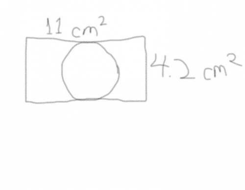 A rectangle shown has a length of 11cm and a width of 4.2cm. A circle is drawn inside that touches