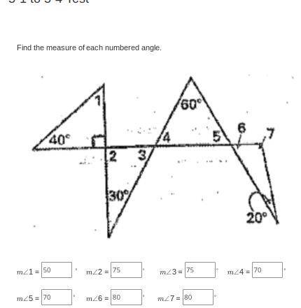 Find measure of each numbered angle