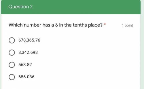 Which number has a 6 in the tenths place