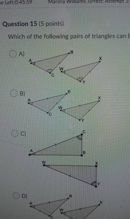 Which of the following part of triangle can be proven congruent by AAS