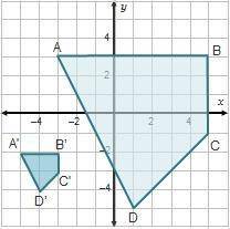Which composition of similarity transformations maps polygon ABCD to polygon A'B'C'D'?

a dilation