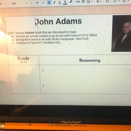 Can you give me a grade and 2 reasons for that grade for John Adams