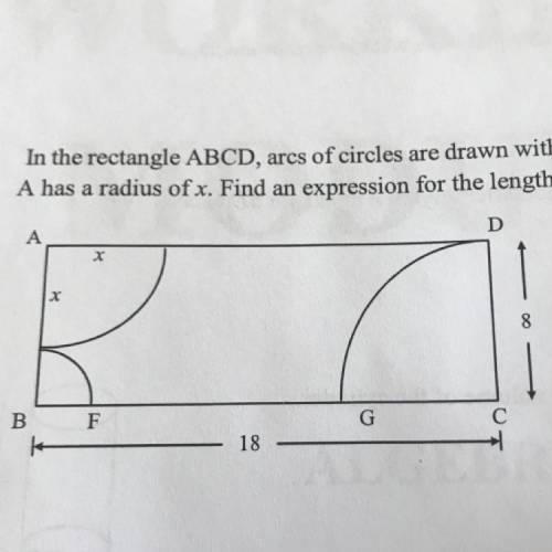 In the rectangle ABCD, ares of circles are drawn with centres A, B and C. The arc with centre

A h