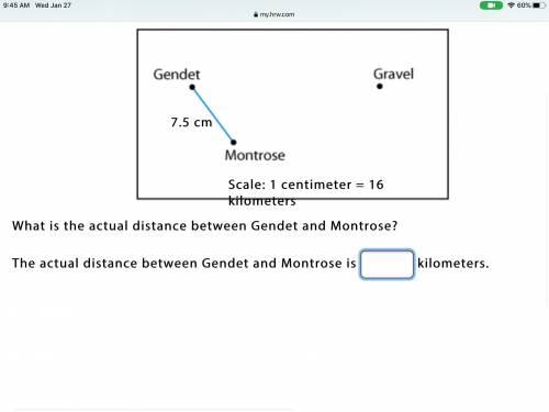 What is the actual distance between Gendet and Montrose?Please help!