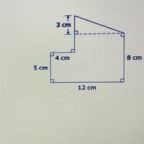 Help please

The question is:
What is the total Area of this polygon?
Answer choices:
A) 77 sw cm