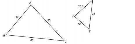 The two figures are similar. Identify the similar sides, and then write the similarity statement. S