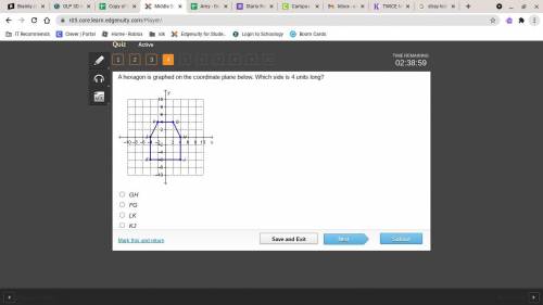 A hexagon is graphed on the coordinate plane below. Which side is 4 units long? On a coordinate pla