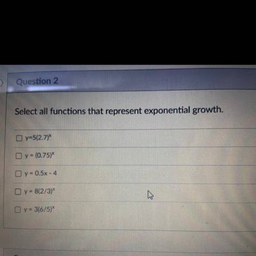 Select all functions that represent exponential growth