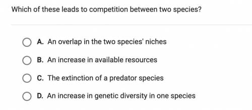 Which of these leads to competition between two species?