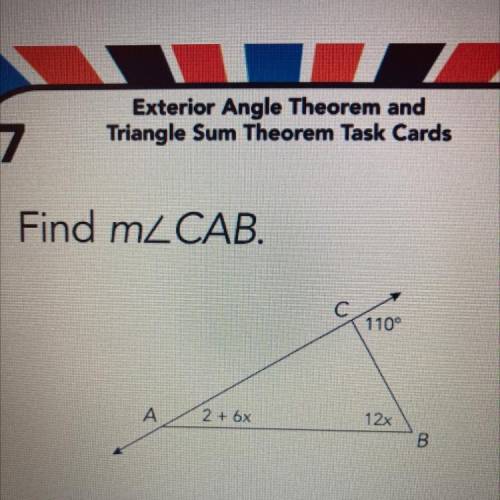 Find mZCAB.
110°
А A
2 + 6x
12x
B