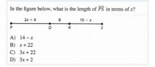 In the figure below, what is the length of PS in terms of x please help