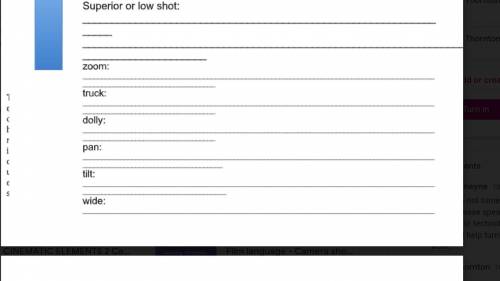 Please help me with film definitions I'm stressed, I'm failing, and I'm literally crying.