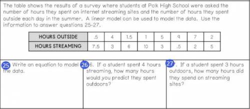 If a student spend 3 hours outdoors, how many hours did they spend on streaming sites?