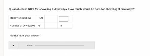 Jacob earns $120 for shoveling 6 driveways. How much would he earn for shoveling 9 driveways?