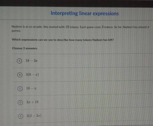Can you please help, the topic is interpreting linear expressions