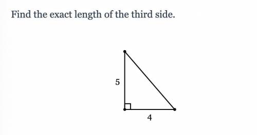 Brainliest n 15 Points Pythagorean TheoremFind the exact length of the third side