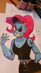 can anyone draw me a image of undyne from undertale with a buzz cut or some other anime girl with a